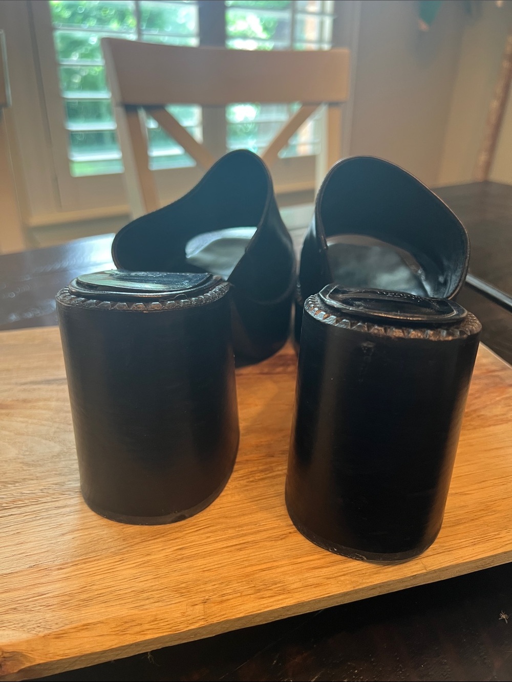 Jeffrey Campbell Black Leather Platform Open-Toe Mule Heels - Picture 5 of 13